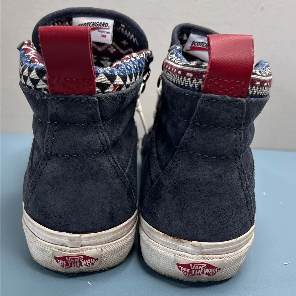 Vans Navy High-Tops with Patterned Collar M6.5W8 Sk8-Hi MTS Scotchguard treated